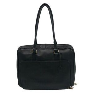 Levenger Black Pebbled Leather Laptop Tote Bag